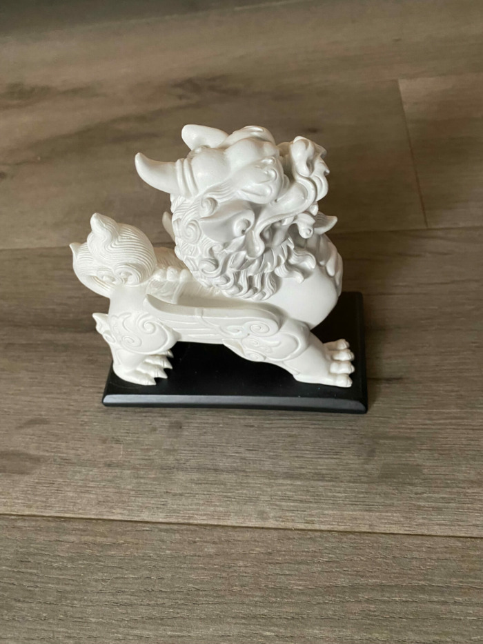 Pi Yao Fake Ivory statue on Black base